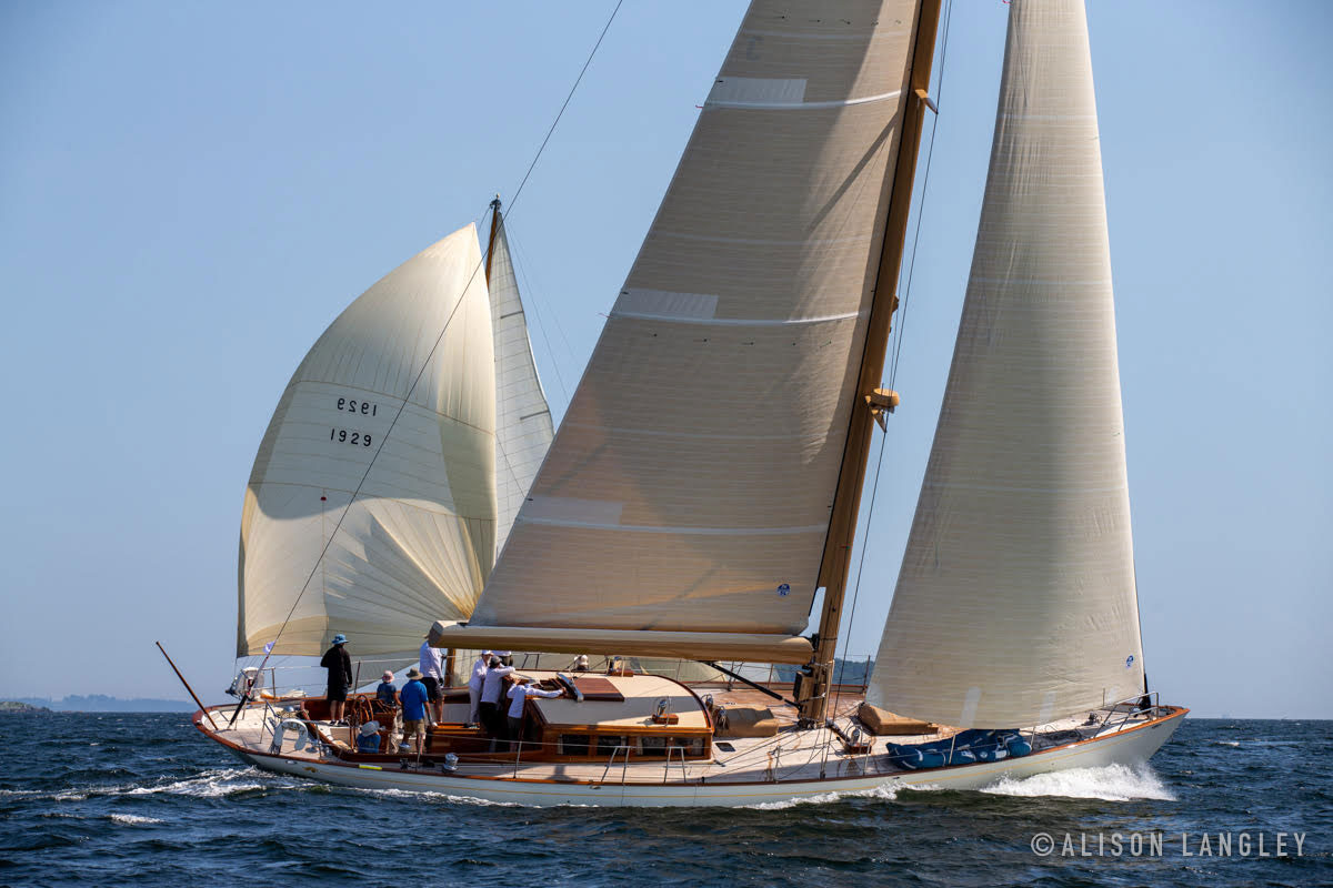 A photo of sailing yacht Anna heeling during the Camden Cup races